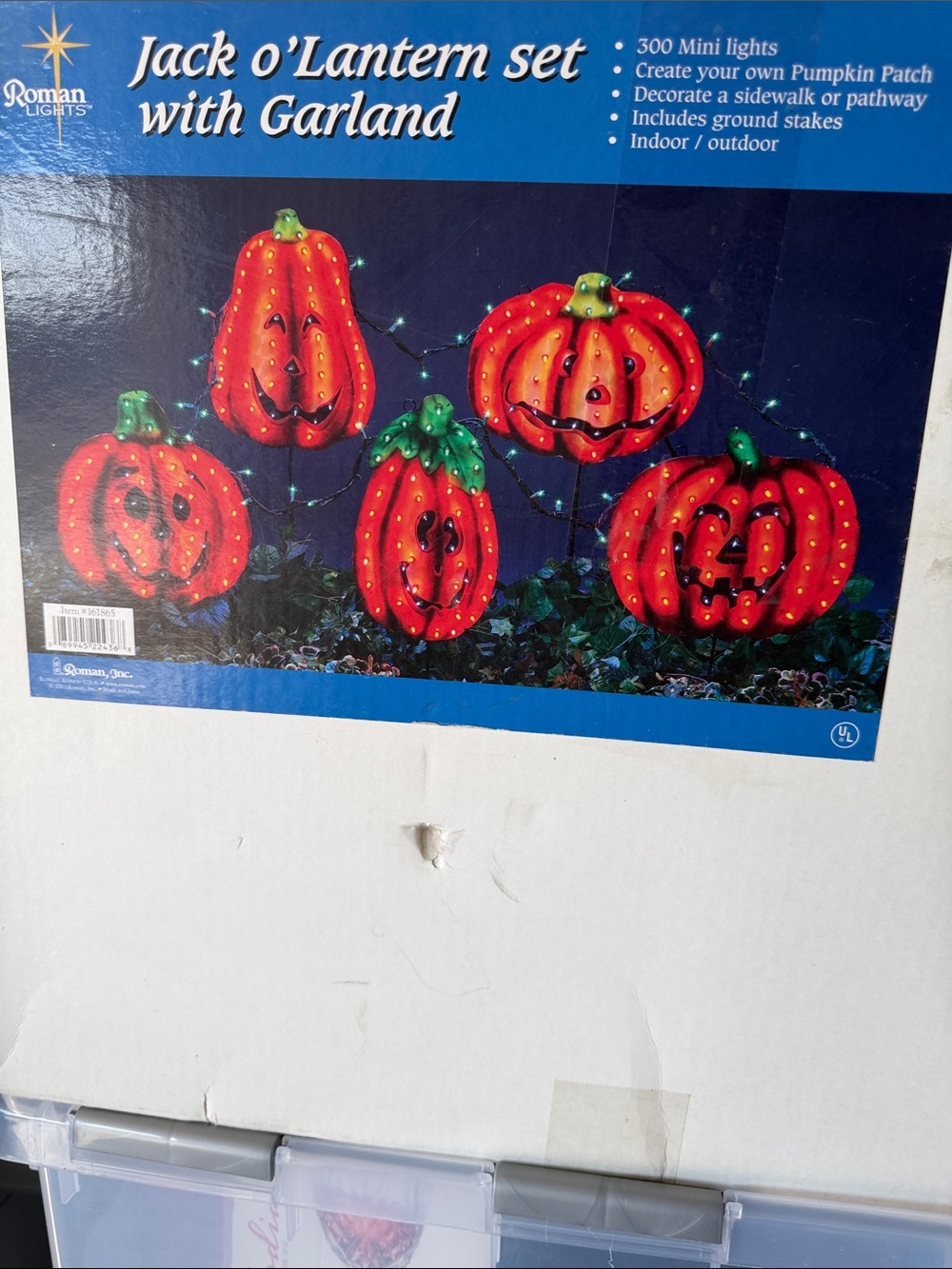 Jack o'Lantern Set with Garland - Red Pumpkin Halloween 🎃 Holiday Decor